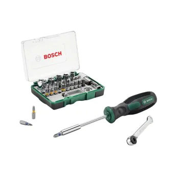 Комплект битове с отвертка и минитресчотка Bosch 2607017331, 27 бр
