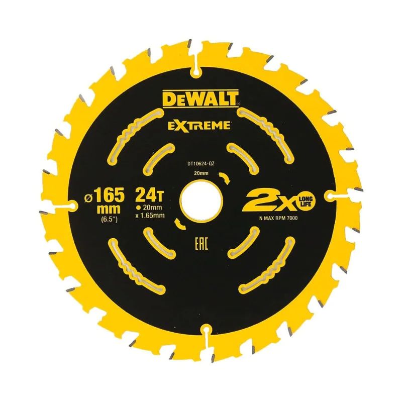 DeWalt DT10624 wood saw blade, 165 x 20 mm, 24 T