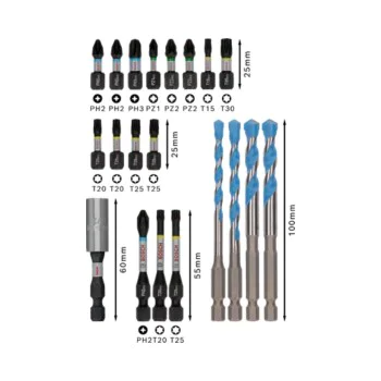 Bosch bit and drill bit set 2608521U83, 20 pcs