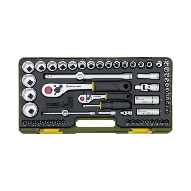 Proxxon 23286 Ratchet Socket and Bit Set, 65 pieces, 4-32 mm, 1/2