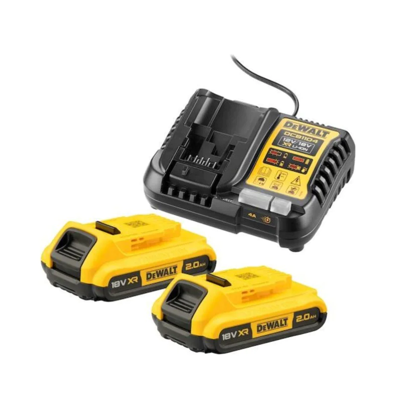 DeWALT DCB1104D2, 12-18V, 2Ah battery charger and 2 batteries set