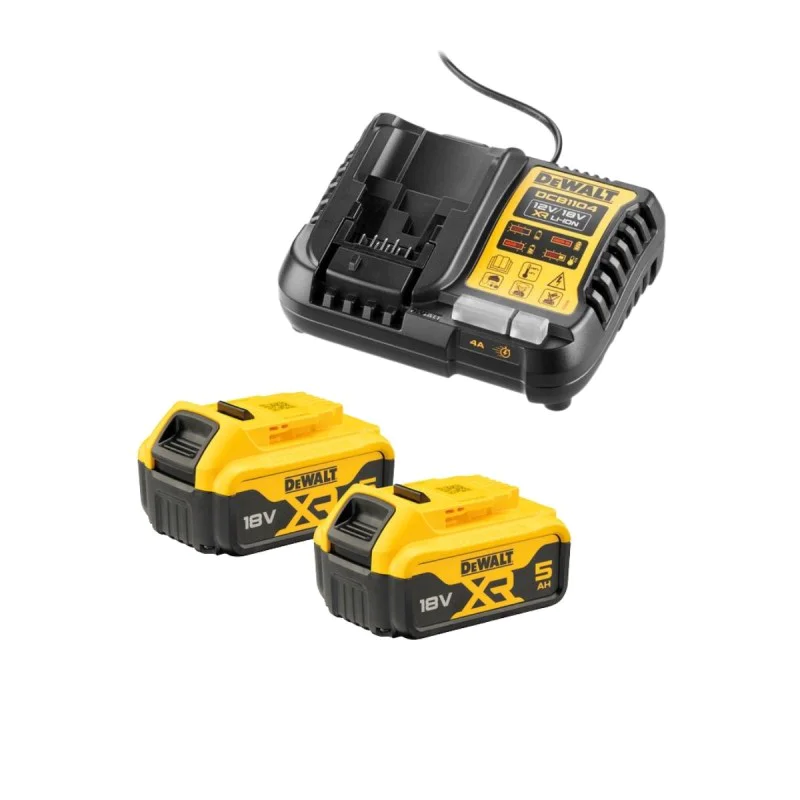 Set of charger and 2 batteries DeWALT DCB1104P2, 12-18V, 5Ah