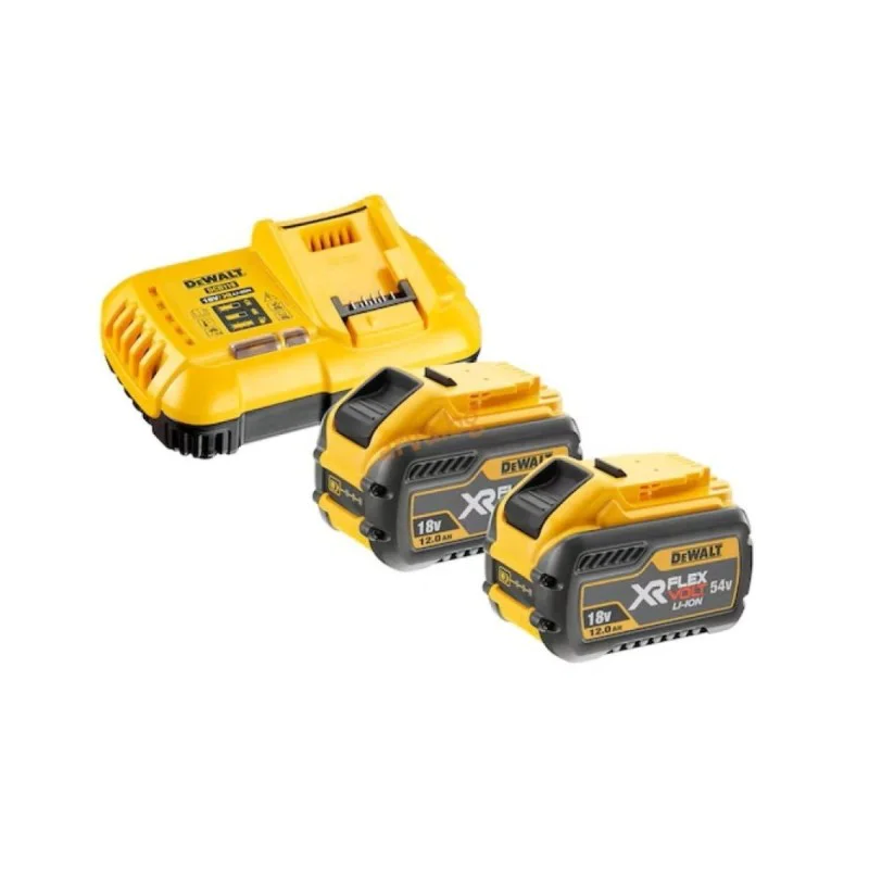 DeWALT DCB118Y2, 18/54V, 12Ah battery charger and 2 batteries set
