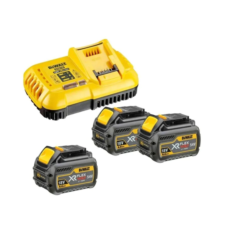 DeWALT DCB118T3, 18/54V, 6Ah battery charger and 3 batteries set