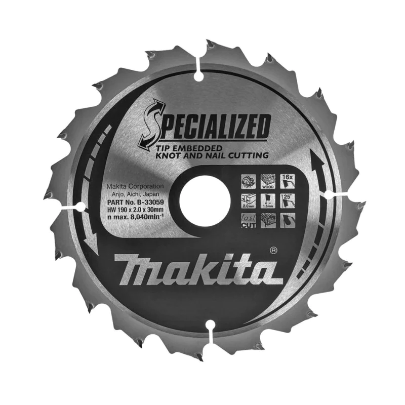 Makita wood saw blade B-33059, 190x30x2 mm, 16 T