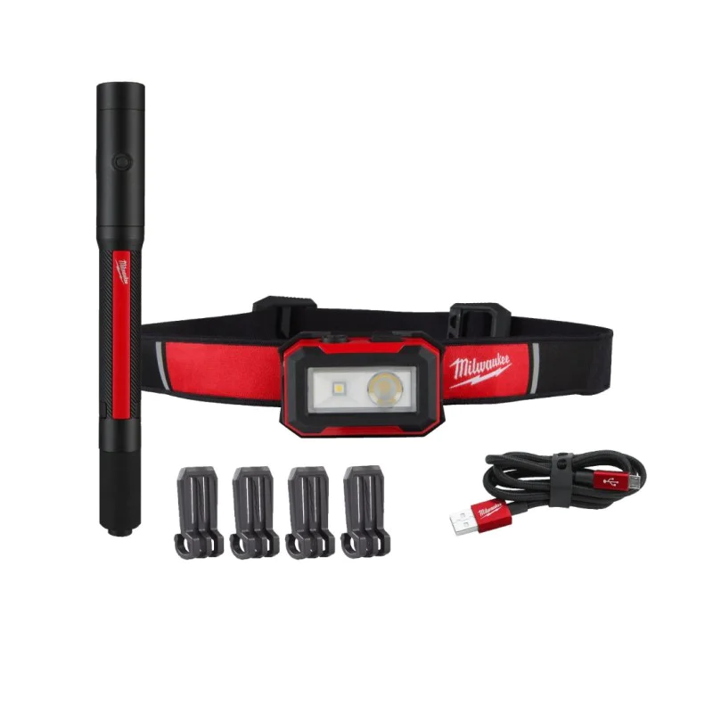 Milwaukee IRHL450PL250 cordless headlamp and flashlight set, 450 lm, 4933492104