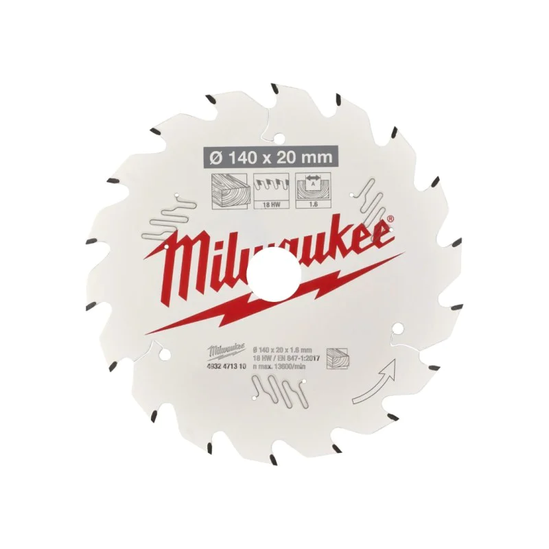 Milwaukee wood circular saw blade 4932471310, 140x20mm x 18z