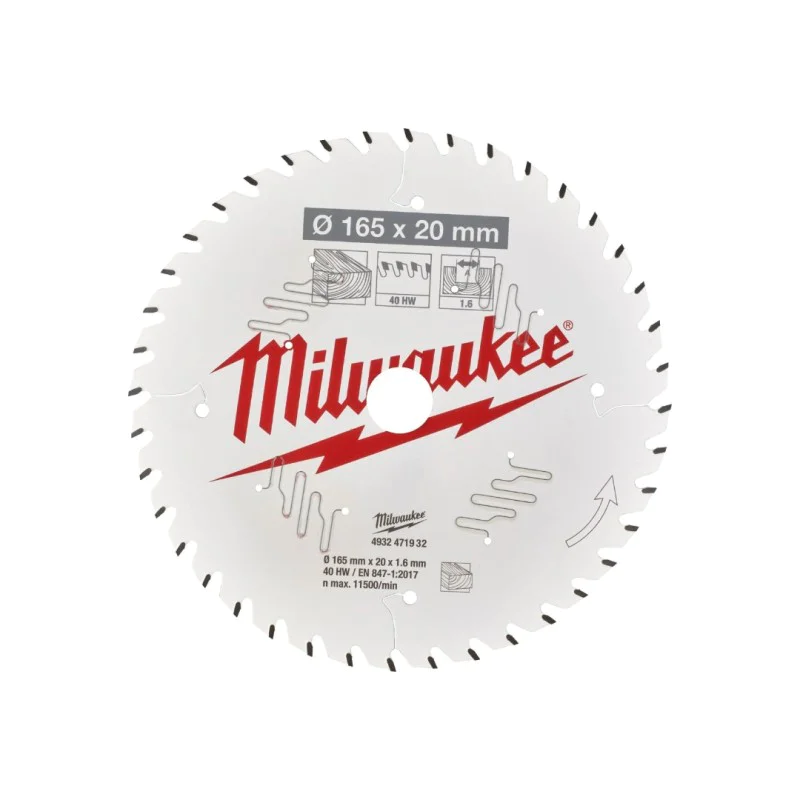 Milwaukee wood saw blade 4932471932, 165x20mm, 40 teeth