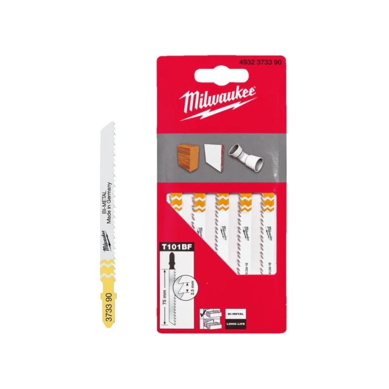 Milwaukee jig saw blade 4932373390, 5 pcs, 75 mm, for wood and PVC