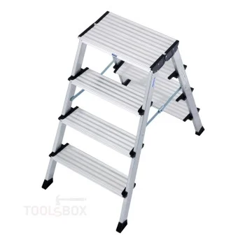 Двустранна алуминиева стълба Krause TREPPO 2x4 с широки стъпала 125 мм, 0,85 м, 150 кг, 126047
