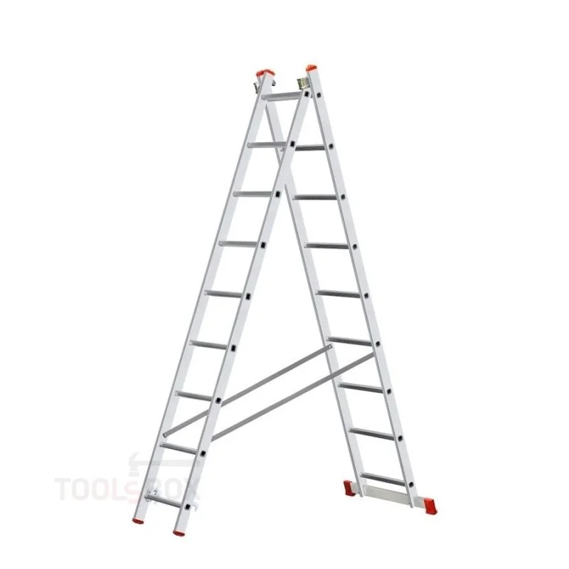 Двусекционна алуминиева стълба STS B10B2/250 2x9, 150 кг