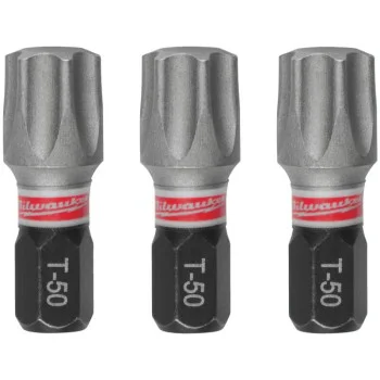 Ударен бит Torx TX50, 25 мм, 3 бр. - Milwaukee SHOCKWAVE, 4932500368