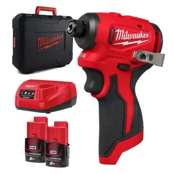 Акумулаторен ударен винтоверт Milwaukee M12 BLIDRC-202C, 12 V, 124 Nm, 2x2,0 Ah, зарядно и куфар