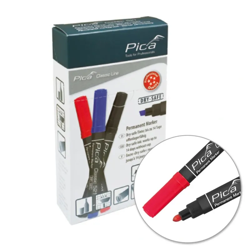Alcohol-Based Permanent Marker - Pica Classic 520, Red, Round tip 1-4 mm, 520/40