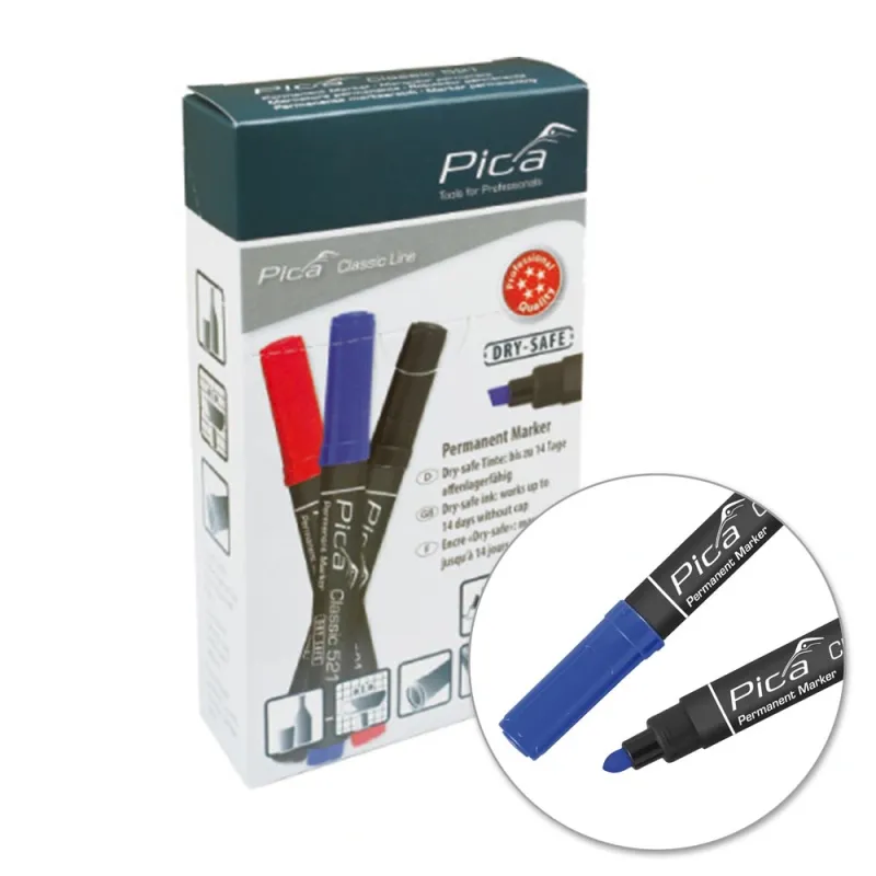 Alcohol-Based Permanent Marker - Pica Classic 520, Blue, Round tip 1-4 mm, 520/41