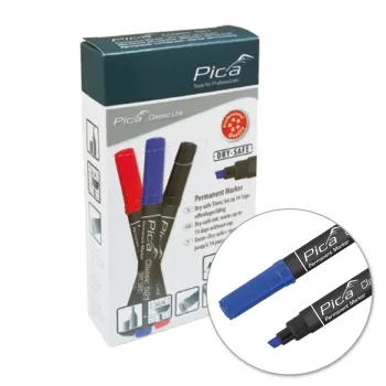Alcohol-Based Permanent Marker - Pica Classic 521, Blue, Wedge tip 2-6 mm, 521/41