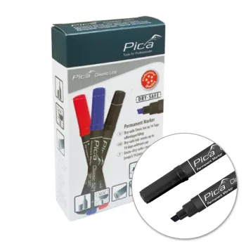Alcohol-Based Permanent Marker - Pica Classic 521, Black, Wedge tip 2-6 mm, 521/46