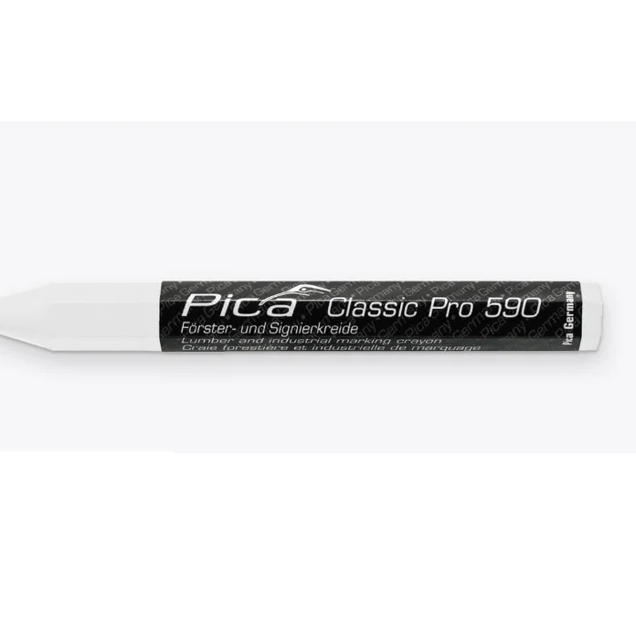 Лесовъдска и сигнална креда - Pica Classic 590 PRO, бяла, шестостенна, 12 x 120 мм, 590/52