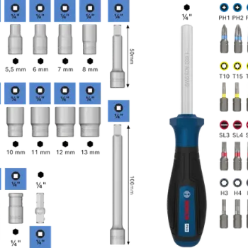 Bosch Ratchet Set 1600A03AC7, 1/4 inch, 37 pcs