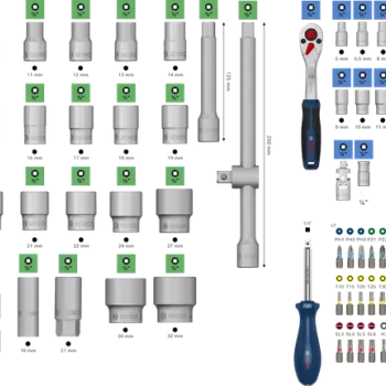 Bosch Ratchet Set 1600A03AD0, 1/4 and 1/2 inch, 80 pcs