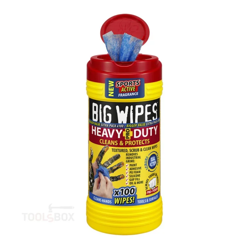 Hand Cleaning Wipes - Big Wipes, Heavy-Duty, 100 Pieces