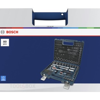 Bosch Ratchet Set 1600A03AD0, 1/4 and 1/2 inch, 80 pcs