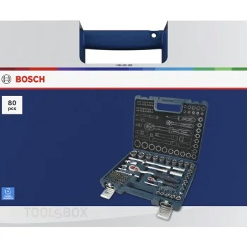 Bosch Ratchet Set 1600A03AD0, 1/4 and 1/2 inch, 80 pcs