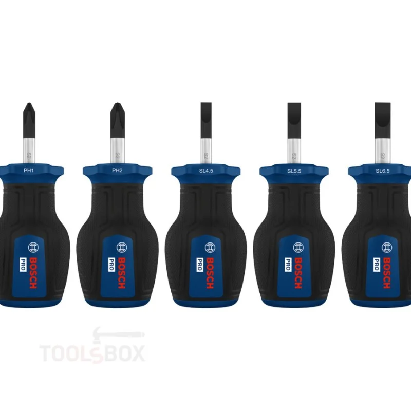 Stubby Screwdriver Set - Bosch PRO, PH/SL, 5 pcs, 1600A03HU6