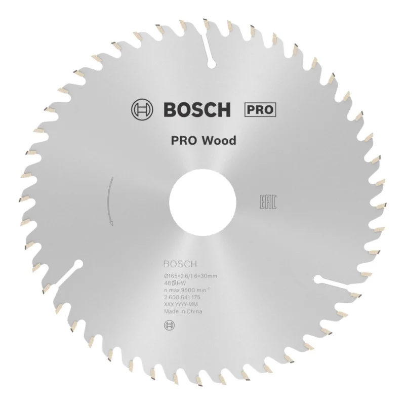 Circular Saw Blade - Bosch PRO Wood, 165 x 30 mm, 48 teeth, fine cut, 2608641175