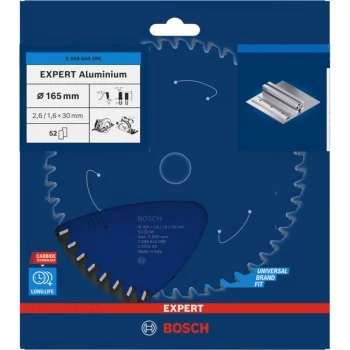 Циркулярен диск за алуминий - Bosch, EXPERT for Aluminium, 165 x 30 мм, 52 зъба, 2608644096