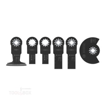 Комплект ножове за мултитул - Bosch, Starlock, 6 части, за дърво и мек метал, 2608669334
