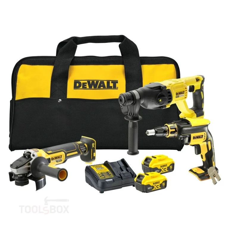 Комплект акумулаторни машини - DeWALT, 18V XR, 3 машини, 2x5,0 Ah, DCK304P2-QW