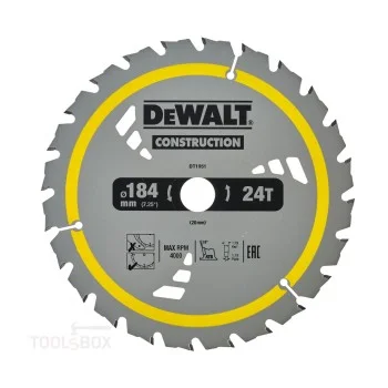 DeWalt Construction Circular Saw Blade, 184 x 20 mm, 24 Teeth, DT1951-QZ