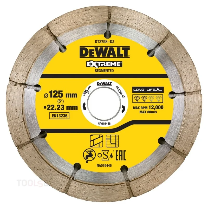 Двоен диамантен диск за фуги - DeWalt, EXTREME, 125 x 22,23 мм, DT3758
