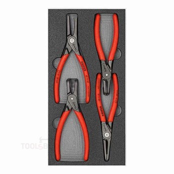 Комплект прецизни клещи за зегерки - Knipex, 4 части, дунапренова вложка, 00 20 01 V09