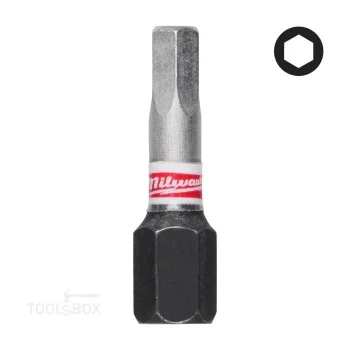 Ударен бит - Milwaukee, SHOCKWAVE Hex 4 мм, 25 мм, 4932500380