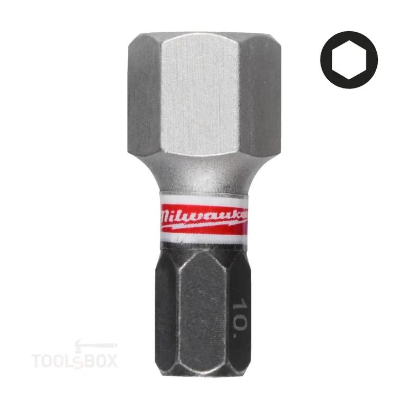 Ударен бит - Milwaukee, SHOCKWAVE Hex 10 мм, 25 мм, 4932500384