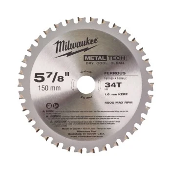 Циркулярен диск за метал - Milwaukee METAL TECH, 150 x 20 мм, 34 зъба, 4932501140