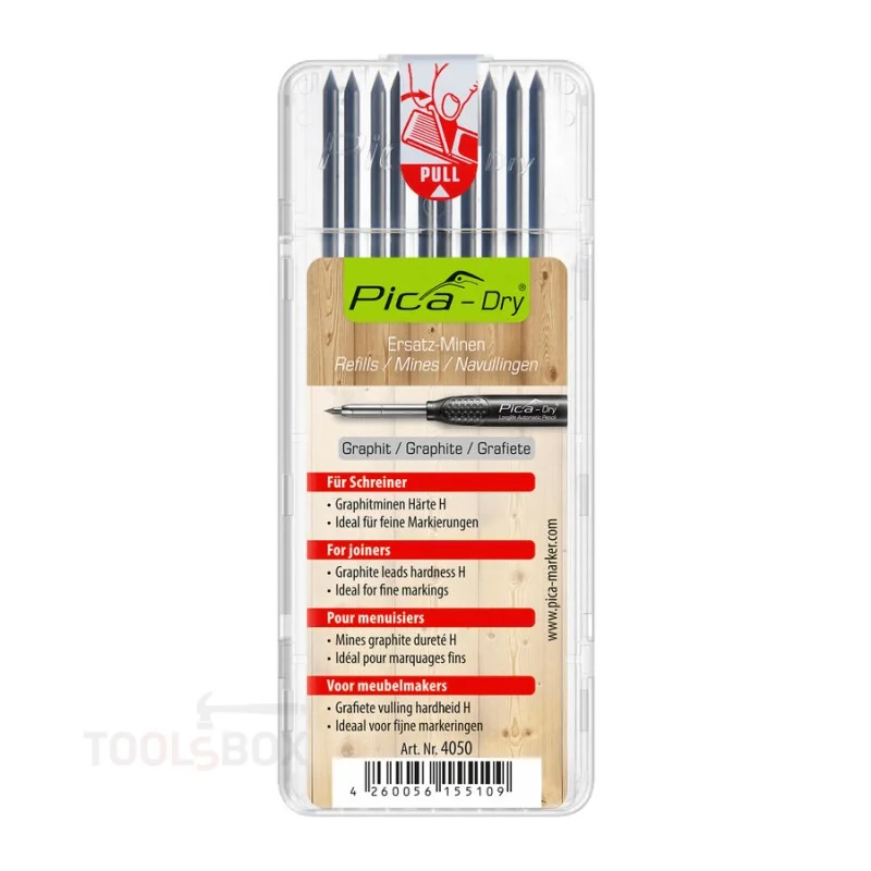 Резервни графити за Pica Dry - за дърводелци, твърдост H, Ø2,8 x 125 мм, 10 бр., 4050