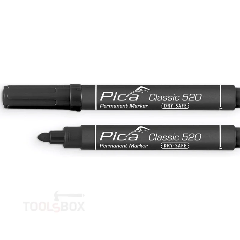 Alcohol-Based Permanent Marker - Pica Classic 520, Black, Round tip 1-4 mm, 520/46