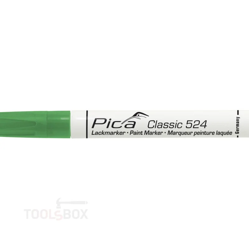 Перманентен маркер с боя - Pica Classic 524, зелен, кръгъл връх 2-4 мм, 524/36