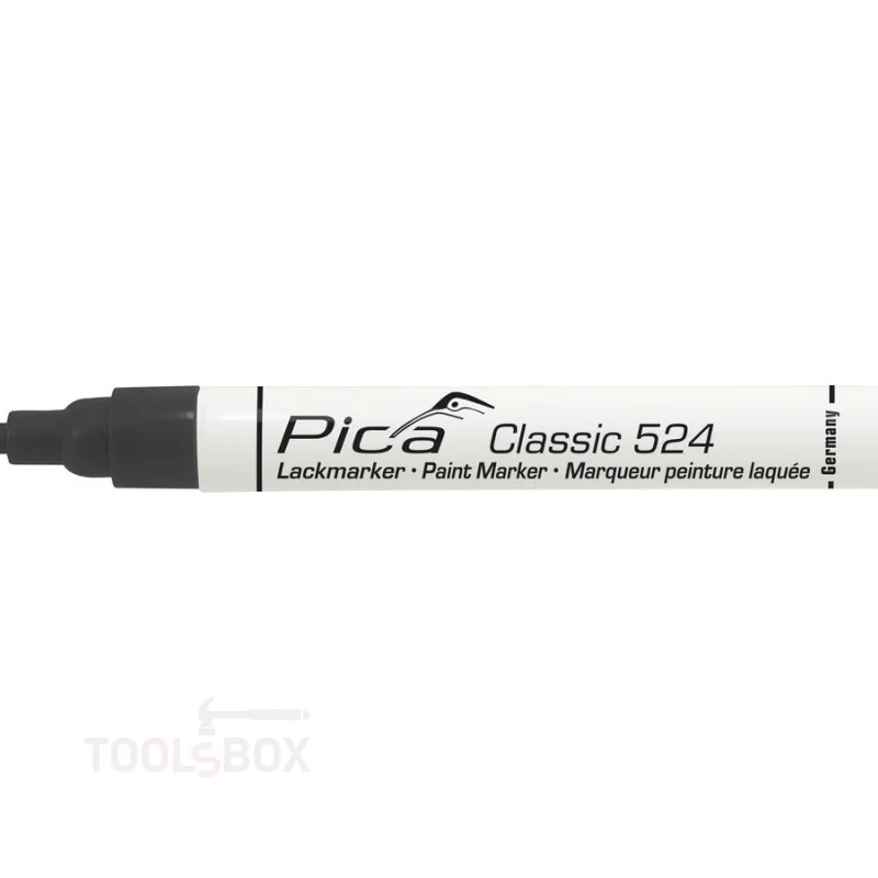 Перманентен маркер с боя - Pica Classic 524, черен, кръгъл връх 2-4 мм, 524/46