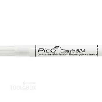 Перманентен маркер с боя - Pica Classic 524, бял, кръгъл връх 2-4 мм, 524/52