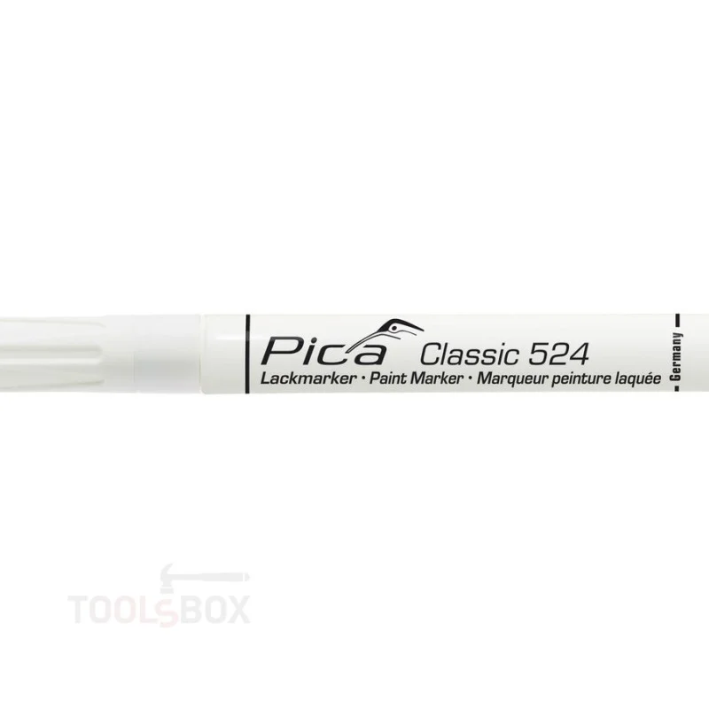 Перманентен маркер с боя - Pica Classic 524, бял, кръгъл връх 2-4 мм, 524/52