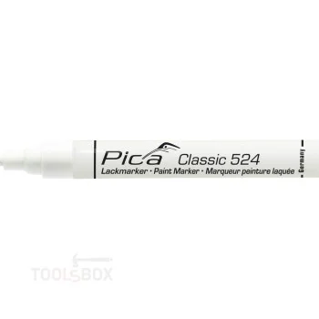 Перманентен маркер с боя - Pica Classic 524, бял, кръгъл връх 2-4 мм, 524/52