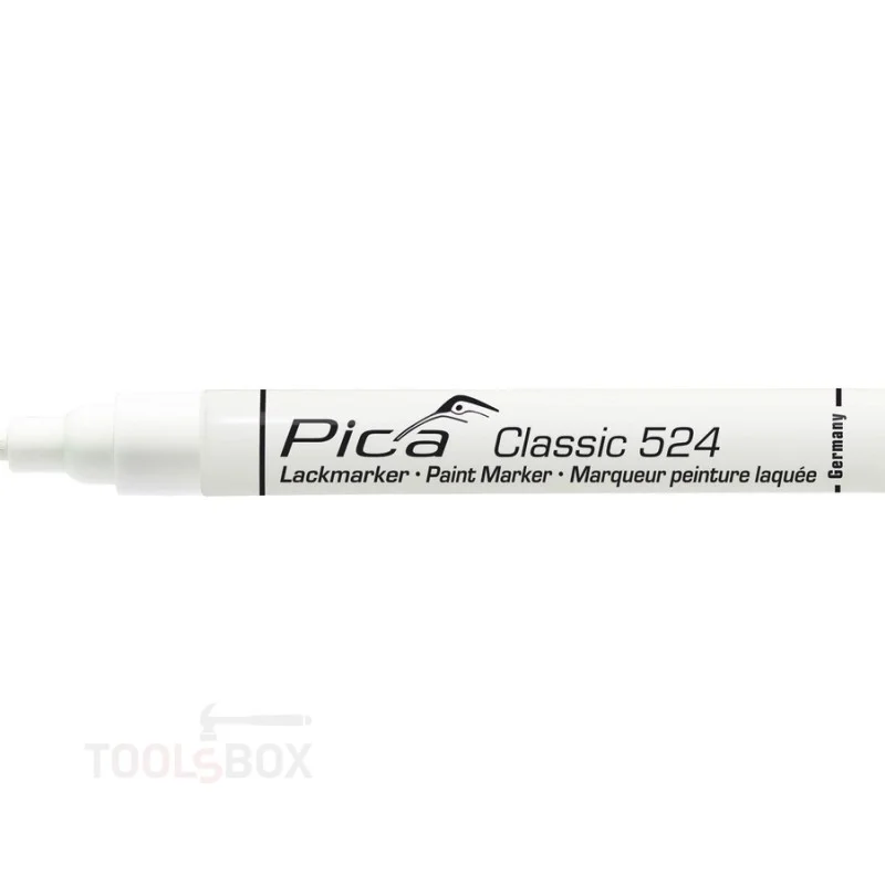 Перманентен маркер с боя - Pica Classic 524, бял, кръгъл връх 2-4 мм, 524/52