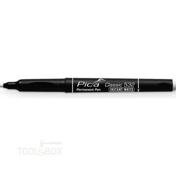 Water-Based Fine Permanent Marker - Pica Classic 532 INSTANT WHITE Pen, White, Bullet Tip 1-2 mm, 532/52