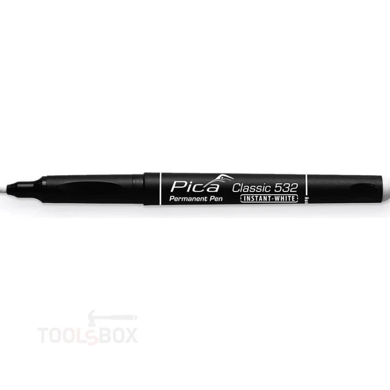 Water-Based Fine Permanent Marker - Pica Classic 532 INSTANT WHITE Pen, White, Bullet Tip 1-2 mm, 532/52