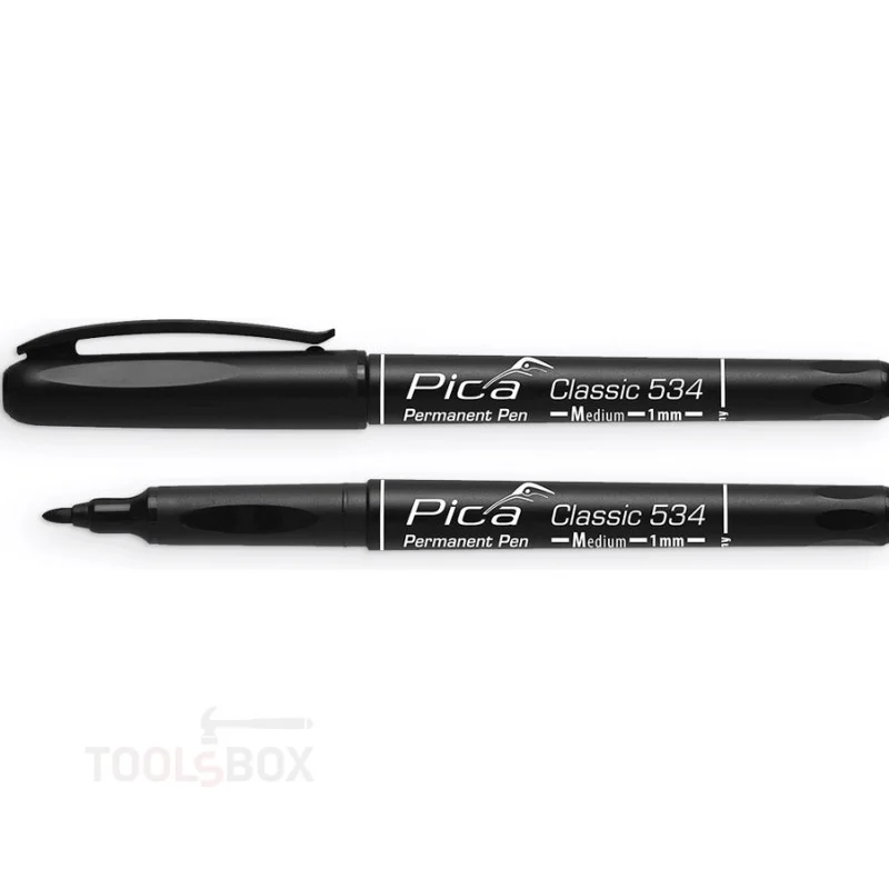 Перманентен маркер - Pica Classic 534 Permanent Pen, черен, връх M 1 мм, на спиртна основа, 534/46