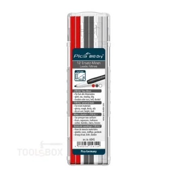 Пълнители за Pica BIG Dry - FOR ALL, 4 графит 2B + 4 бели + 4 червени, 12 бр., 2x5x150 мм, 6045